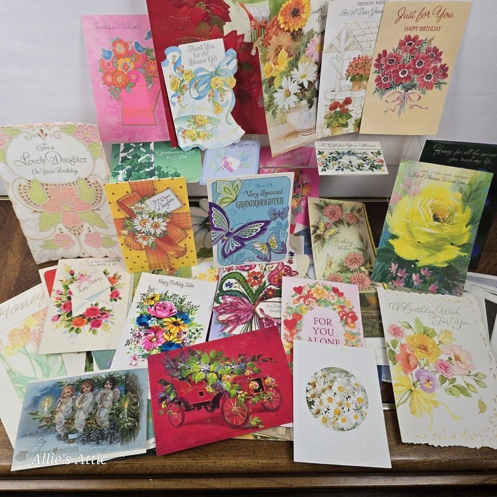 110+ Vintage Greeting Cards‎ Floral Flowers Nature 70s Ephemera Crafts Used Lot